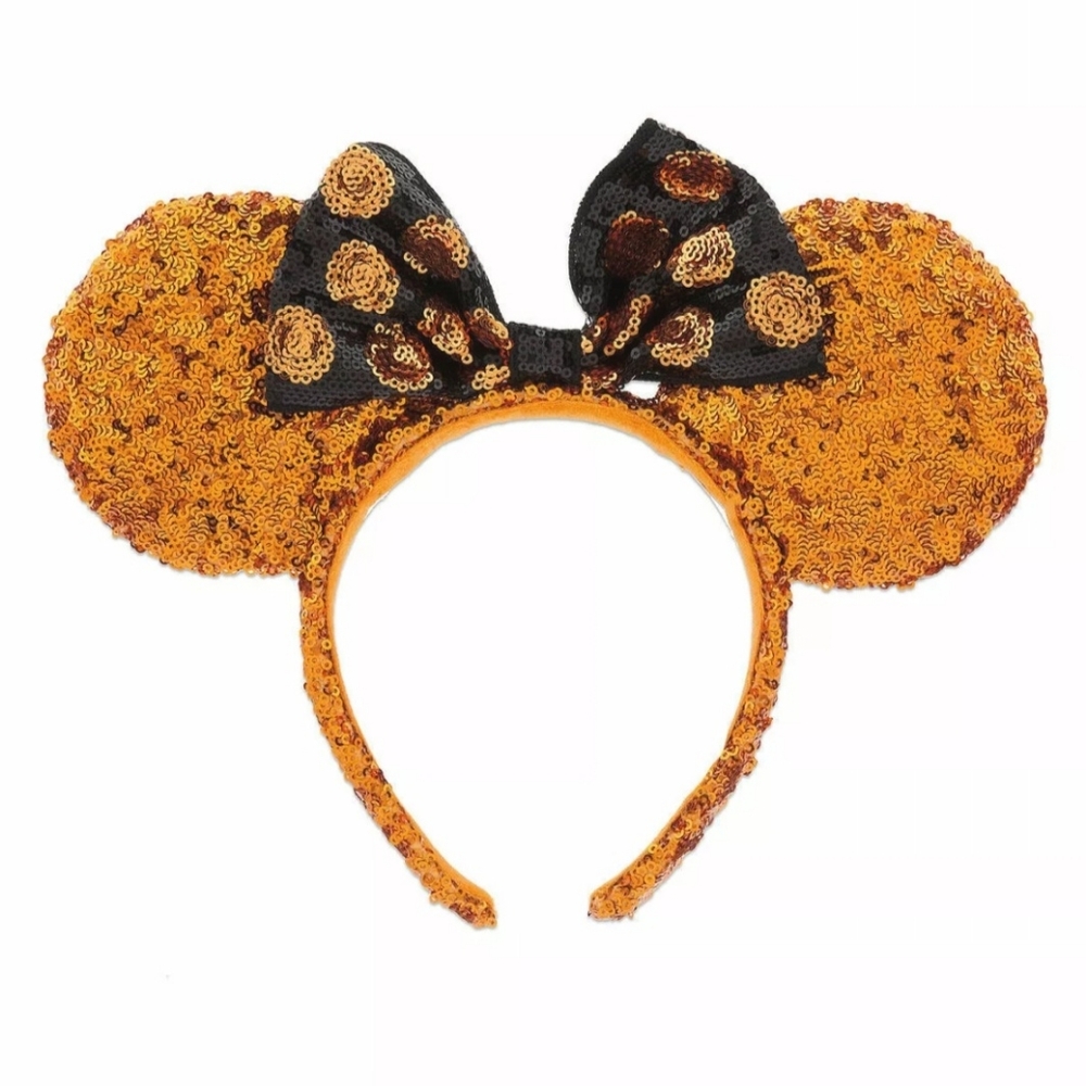 Disney Parks Mickey Minnie Mouse Orange Ears Black Bow Halloween Hat Headband